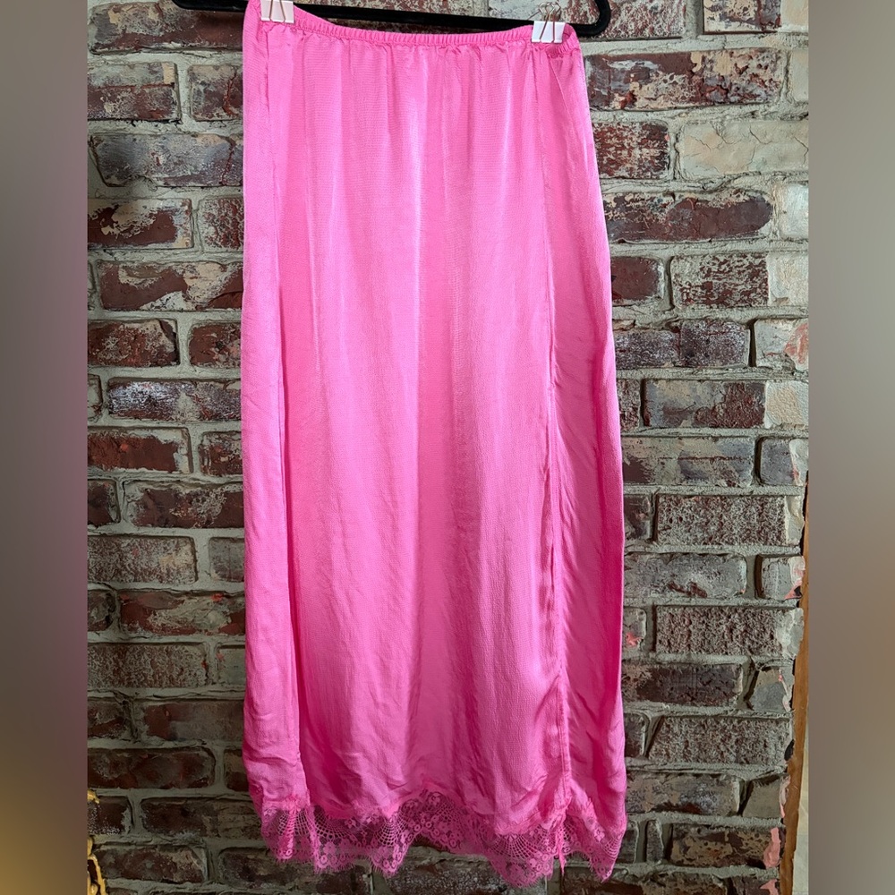 Sold - Similar Items in Closet!
Aerie Coral Satin Lace Slip Skirt NWT Midi Y2K